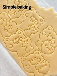 A Cartoon Teddy Bear Patterned Cookie Cutter, A Cute Teddy Bear Holding (With Hearts, Flowers, Or Baby Bear) Cookie Stamp, A Kitchen Family-Friendly Cookie Mold, A Gift For Children, A Pastry-Making Tool - View 6