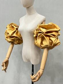 1 chiếc vòng tay cô dâu bằng satin xếp ly hình cánh hoa, màu đỏ. - Nhiều màu - Xem 9