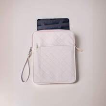 Stylish Quilted Tablet Case With Phone Pocket & Handle, Soft Pink Diamond Pattern Carrying Sleeve For - Baby Pink - View 3