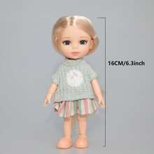 Búp bê cao 16cm với nhiều khớp cử động, mặc trang phục thời trang, trang điểm tỉ mỉ, mắt xanh, đồ chơi bé gái dễ thương, quà tặng cho người sưu tập búp bê, quà sinh nhật bạn bè. - toàn bộ con búp bê - Xem 3