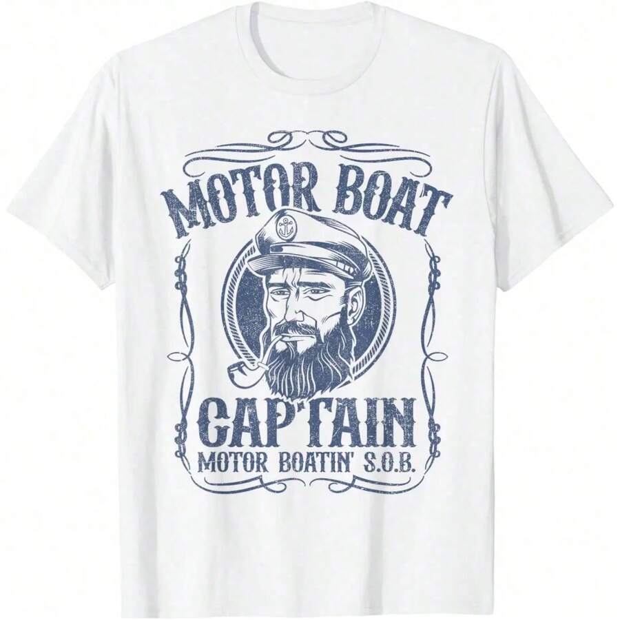 Motor Boat Captain Funny Pontoon Boating Motor Boatin Lake T-Shirt - 樣式 1 - 查看 1