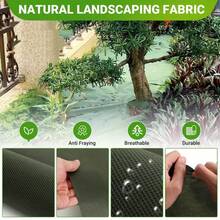 预打孔黑色地被植物，带地钉，用于园艺种植和隔离 - 601X100cm除草布(綠黑色) - 查看 7