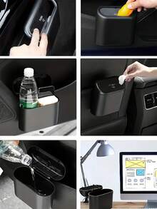 Car Door Hanging Trash Can With Lid, Comes With 1 Roll Of Trash Bags, Universal Leak-Proof Mini Car Trash Can, Can Be Hung On Countertop, Suitable For Car, Kitchen, Bedroom, Bathroom, Office, Dorm And Travel, Multi-Functional Storage Solution For Home And Car, Auto Accessories, Car Trash Can, Home Storage, Home Decor - Multicolor - View 8