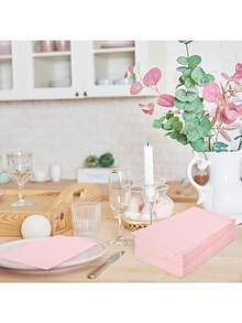 20/40/60 khăn ăn màu hồng, kích thước 13 x 15,7 inch, khăn tay dùng một lần cho phòng tắm, khăn ăn màu hồng nhạt cho khách dự tiệc Ngày của Mẹ, đám cưới, tiệc mừng em bé, phòng tắm. - Xem 10