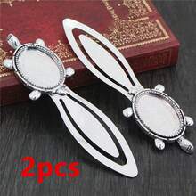 2pcs Craft Bookmark Blank Base Tray Bezel Fits 18x25mm Oval Cabochons DIY Jewelry Making Accessories Findings - Bookmark Base - View 20