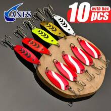 5/10pcs Metal Fishing Lure Set - Artificial Lure With Spoon Rotating Design, Ideal Cool Gift For Fishing Enthusiasts - Multicolor - View 5