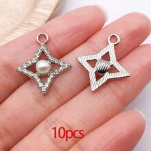 10/30个合金日月星辰吊坠，镶钻水晶太阳吊坠，金色星空吊坠，适用于DIY珠宝制作手链项链 - 彩色 - 查看 21