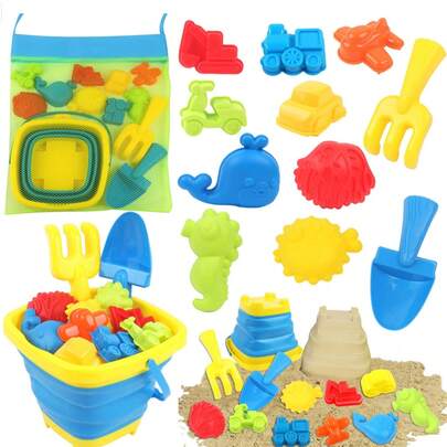 Kids Beach Toy Set, Beach Toy Storage Bag, Beach Sand Play Tools, Shovel, Sand Bucket, Perfect Summer Gift, Christmas, Halloween Gift