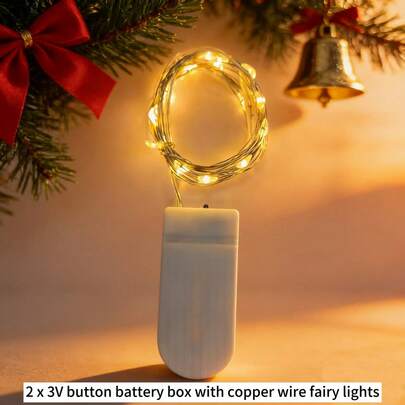 1 Set Warm White Button Battery Powered LED Fairy String Lights, 1m/2m/3m Optional With 10/20/30 LEDs, Mini Decorative Lights Ideal For Bedroom Wedding Valentine's Day Christmas Party Festival Home Indoor Outdoor Romantic Warm Ambience Decoration