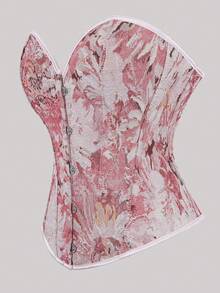 大码女式印花系带吊带背心，复古风格，适合慕尼黑啤酒节、万圣节、圣诞节、新年、情人节及其他节日派对和假期穿着。 - 粉色 - 查看 2