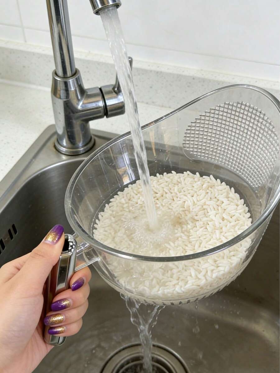 New Kitchen Rice Washing Tool Set Includes Rice Strainer, Washing Bowl, Colander And Multi-Function Vegetable & Fruit Washing Basin. - Multicolor - View 1