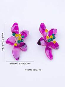 1 Pair Fashion Acrylic Floral Design Elegant Earrings, Unique High-End Versatile Flower Shaped Earrings - Multicolor - View 2