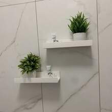 1件装 - 10.6英寸悬浮式塑料壁挂架套装，带粘胶条和防滑边，小型照片展示架，适用于卧室、浴室、客厅和厨房 - 提供白色或黑色可选 - 白色 - 查看 8