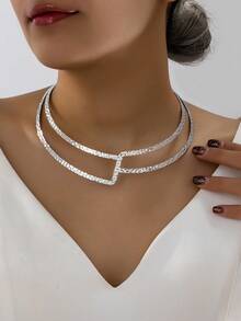 Dây chuyền choker tối giản dành cho nữ - Chất liệu: Sắt - Vàng - Xem 7