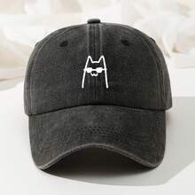 Vintage Washed Baseball Cap With A Cat Print, Adjustable And Perfect For A Casual Hip-Hop Style, Suitable For Fishing And Truck Driving - màu đen - Xem 11