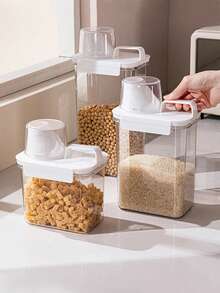 1 pieza Tanque de almacenamiento de cocina, cubo de almacenamiento de arroz para el hogar, caja de almacenamiento sellada a prueba de insectos y humedad, caja de almacenamiento de alimentos a prueba de fugas y portátil, material, adecuada para almacenar alimentos de cocina como granos, nueces, harina, arroz, pasta, etc., suministros de almacenamiento y organización multifuncionales de cocina, accesorios de cocina, recipiente de almacenamiento de cocina - Ver 8