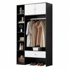 Bedroom Armoires - White+Black + Particle Board-1 - View 11