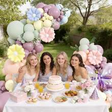 This 128pcs Wild Flower Balloon Arch Set Includes Pastel-Colored Floral And Butterfly Balloons, Perfect For Garden Parties, Blooming Birthday Celebrations, Baby Showers, And Christening Decorations. - View 4