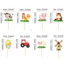 Farm Animal Cake Decorations, Including Cute Cow, Chicken, Horse, Pig, Sheep, Tiger, Tractor, Mini Tent, Campfire, Tree, Camping Sign, Farm Birthday Decorations - Multicolor - View 5
