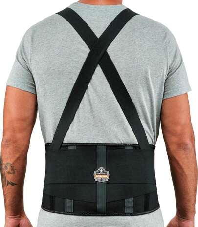 Ergodyne ProFlex 1100SF Back Support Brace, 8" Spandex Belt, Patented Stays Provide Added Support,Black