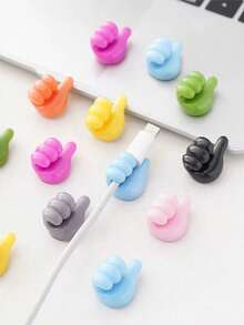 5pcs/10pcs/20pcs Multi-Color Thumb-Shaped Cable Clips, Cute Adhesive Hooks For Car Keys, Household Wire & Cable Management Hooks, No Drilling Required - A - View 6