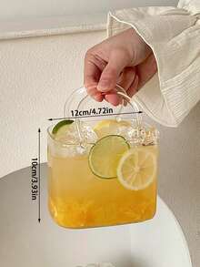 1pc Minimalist Glass Cup Holder Tote Bag, Elegant Carry Handle Coffee Cup With Straw, Large Capacity High Aesthetic, Suitable For Home Decor Beverage Cup, Cafe Latte Cup, Restaurant Cafe, Gift, Festival Decor, Wedding Party Tableware - Multicolor - View 6