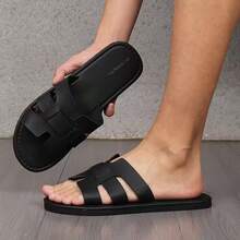 Unisex Bohemian Style Sandals - Lightweight Slip-On Square Toe Beach Shoes, One-Piece Uppers And Soles, Casual Vacation Shoes Suitable For All Seasons, Poolside, Boardwalk, And Daily Wear - Black - View 1