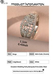 1pc Elegant Butterfly Pattern Hollow Out Single Rings Creative Inlay Cubic Zirconia Charm Women Ring For Engagement Mother's Day Holiday, Travel Party Copper Gifts - White - View 4