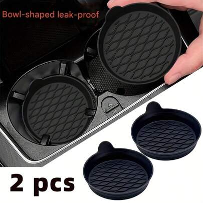 Silicone Car Cup Holder Coaster, Universal Round Anti-Slip Mat For Vehicle Center Console Cup Holder