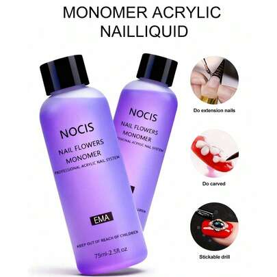 NOCIS Nail Flowers Monomer - Professional Acrylic Nail System Kit - 75Ml/2.5Fl.Oz. - EMA - Festive Christmas Gift For Girls - No Fragrance