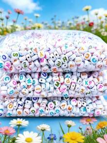 50/100/200/300/500/1000/2000颗彩色亚克力字母珠，适用于DIY珠宝制作、工艺品、项链、手链、钥匙扣装饰 - 彩色 - 查看 12