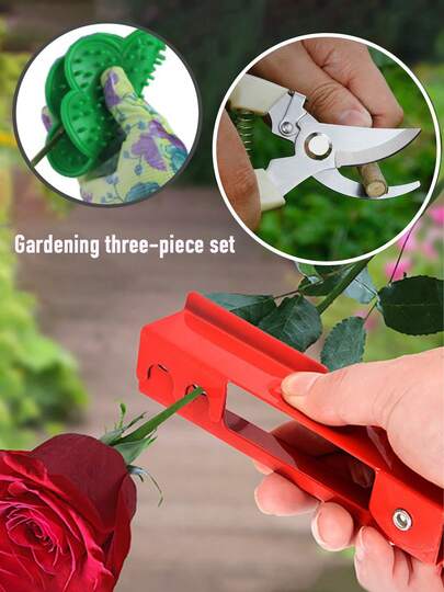 Bộ dụng cụ cắm hoa chuyên nghiệp 3 món không gai - Kéo tuốt cuống hoa hồng và kéo tỉa cành, thích hợp cho việc cắm hoa tại cửa hàng hoa, món quà lý tưởng cho Ngày của Mẹ dành cho người bán hoa và người làm vườn.
