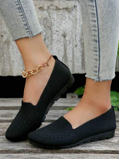 נעליים מינימליסטיות אופנתיות לנשים, נעלי קז'ואל עם בוהן עגולה, נעלי עבודה נוחות שחורות, מתאימות לנסיעות, סגנון אירופאי ואמריקאי, עקב שטוח, בוהן מחודדת, מידות הריון ומידות גדולות