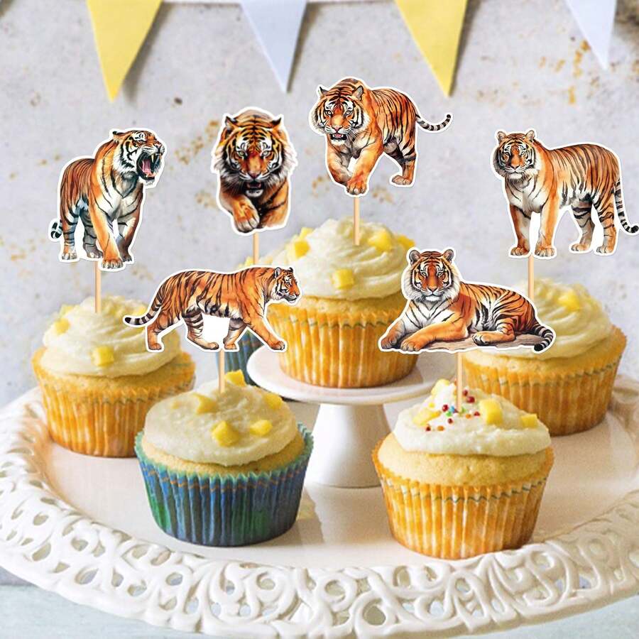 Farm Animal Cake Decorations, Including Cute Cow, Chicken, Horse, Pig, Sheep, Tiger, Tractor, Mini Tent, Campfire, Tree, Camping Sign, Farm Birthday Decorations - Multicolor - View 1