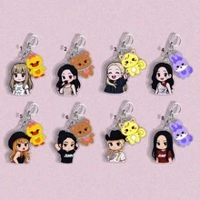 BLACK/PINK Keychain Pendant, Concert Backpack Charm - Multicolor - View 2