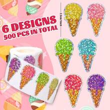 500PC Laser Ice Cream Laser Sweet Cone Sticker Roll Gift Decoration Envelope Sealing Sticker - Multicolor - View 6