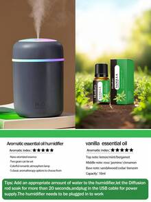 7,8 * 7,8 * 11,9 cm Humidificador de niebla fría ultrasónico de escritorio de 300 ml con difusor de aromas, funcionamiento silencioso, dos modos de niebla, apagado automático, adecuado para dormitorio, guardería, oficina, hogar, gris/blanco/rosa - Multicolor - Ver 24