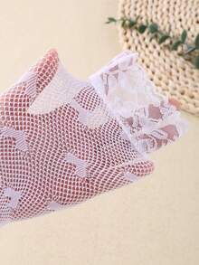 1/3 Pairs Beige Lace-Trim Baby Capri Tights With Heart Jacquard Cut-Outs, Girls Lolita Tights With Mosquito Protection & Snag-Resistant Fit, Ultra Soft Stretchy Breathable Non-Binding Everyday Capris, 0-36 Months For Spring Summer School Wedding & Daily Wear, Baby Tights, Girls Tights, Lolita Tights, Capri Tights, Sheer Tights, Back To School Gift Girls Wardrobe Collection - Multicolor - View 6