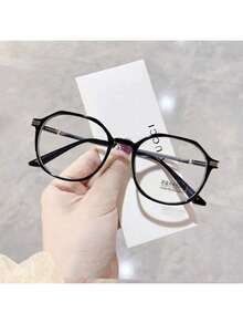 1副Y2K金属眼镜框，未来主义方形双梁，多功能，时尚，个性化，透明镜片 - 無色 - 查看 2