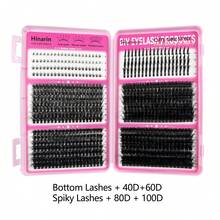 Hinarin 705pcs 4 Types Mixed D-Curl Cluster Lashes Large Capacity Mixed Bottom Lashes + Spiky Lashes + 40D/60D/80D/100D Fluffy Individual Lashes DIY Home Use Lash Extension Set For Volume And Length, Includes Makeup Tools - Black - View 10