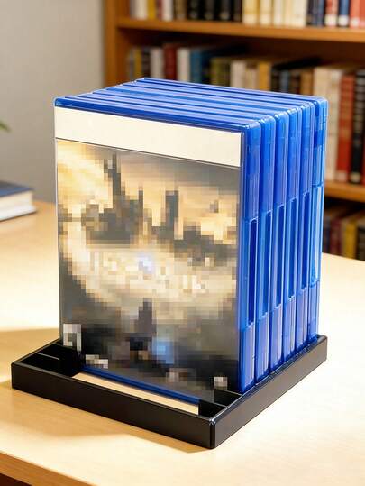 8-Slot CD/DVD/Game Disc Storage Rack, Holder For Game Discs, Records, CDs, Gaming Cards, Console Accessories Organizer