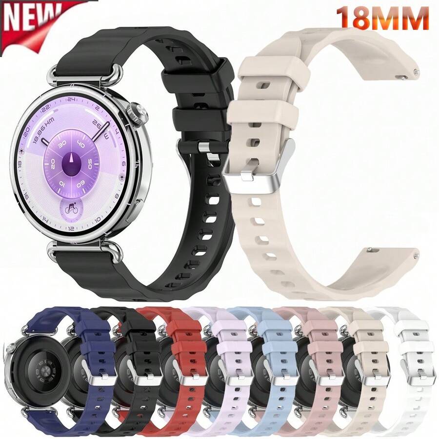 Correa de reloj deportiva de silicona de 18 mm compatible con Huawei Watch GT6 GT5 GT4 de 41 mm, accesorio de repuesto para smartwatch, fácil de instalar, suave y cómoda, duradera y de diseño a la moda - Multicolor - Ver 1