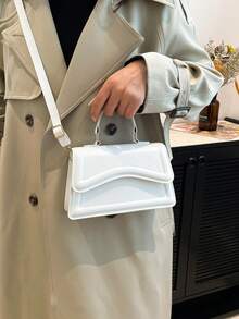 Minimalist Stylish Casual Handbag, New Retro Fashion Underarm Bag, Solid Color Shoulder Bag For Commuting - Beige - View 7