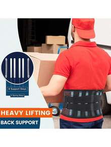 6pcs Unisex Adjustable Lumbar Support Belt, Non-Slip Waist Support Strap Suitable For Work, Fitness And Other Occasions - Black - View 7