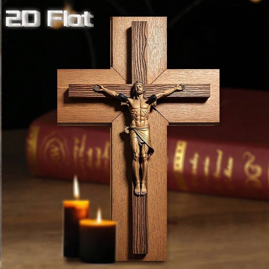 1 pièce Décoration murale de croix en bois de style église vintage, croix suspendue de 20 cm x 30 cm, décoration religieuse pour les fêtes, cadeau idéal pour le clergé - 30 cm x 20 cm / 12 po x 8 po - Voir 1