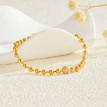 1 件玫瑰金镀银串珠链手链，镶嵌 CZ 宝石，是送给女性的完美爱情礼物 - 多色 - 查看 3