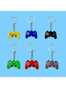 6pcs/12pcs Creative Game Controller Keychain, PVC Resin Keyring, Car Accessories Keychain, Soft Rubber Material (4 Random Dots On The Right Side) - Multicolor - View 6
