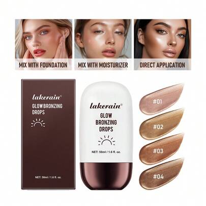  Gotas iluminadoras de bronce Lakerain, iluminador facial natural y radiante para contornear