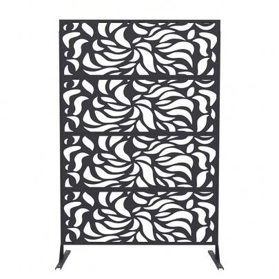 Hodeffior Metal Privacy Fence Panels, 117x180cm Outdoor Privacy Screen With Stand, Freestanding Patio Privacy Screen Protector With Rust-Proof For Patio, Yard, Garden, Balcony, Outdoor & Indoor