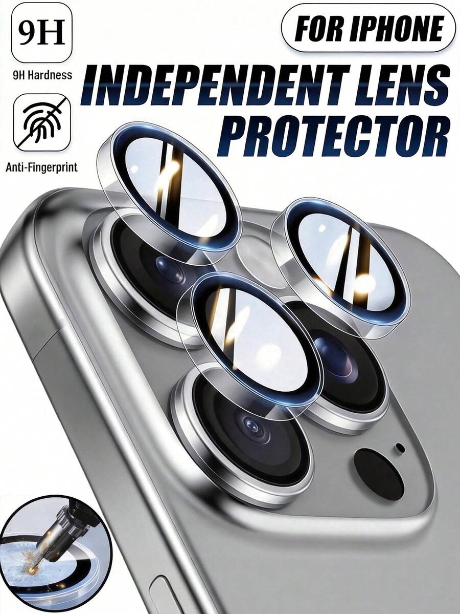 3pcs Compatible With IPhone 17/16/17 Pro/16 Pro, High-Definition Rear Camera Lens Film, Tempered Glass Lens Film Compatible With IPhone 15 Plus/15 Pro Max/14 Plus/14 Pro/14 Pro Max - Clear - View 1